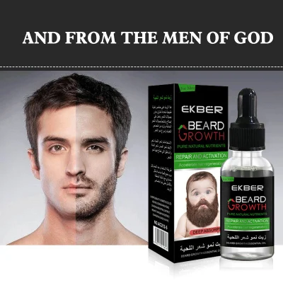 Huile essentielle de croissance de cheveux biologique 100% Pure naturelle de haute qualité, meilleure huile de croissance de barbe pour hommes